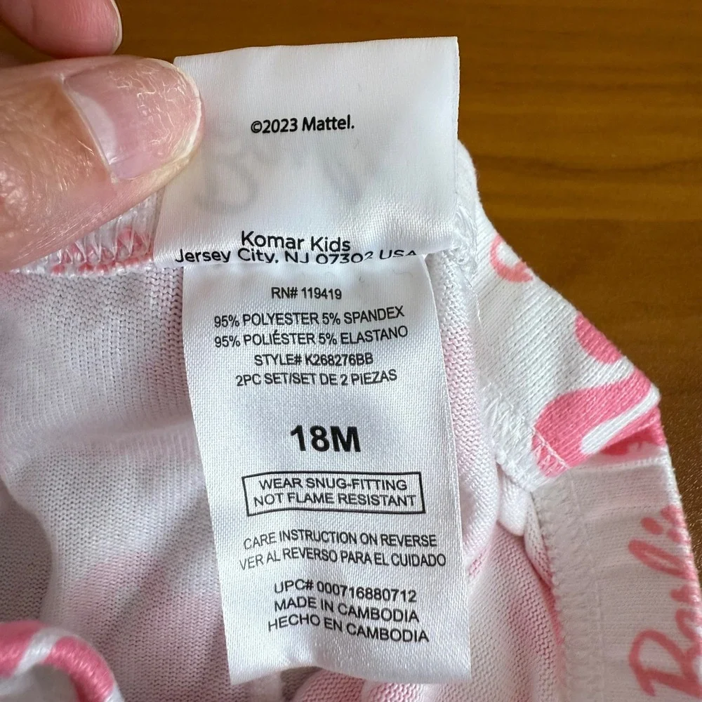 SALE Kids Barbie Pajama Bottoms 18M Pink‎ White Sleepwear Pants